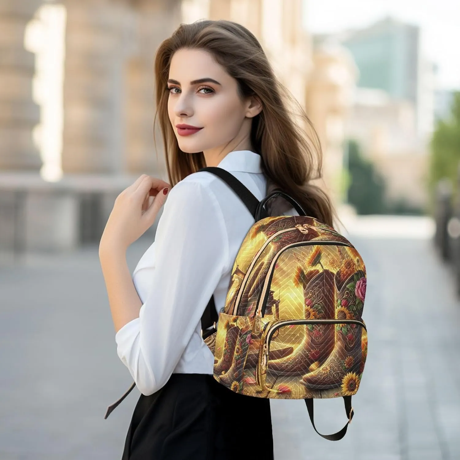 Boots Fall Warm Yellow Backpack Purse for Women Girls Fashion Ladies Small Back Pack Purse for College Holiday Travel S