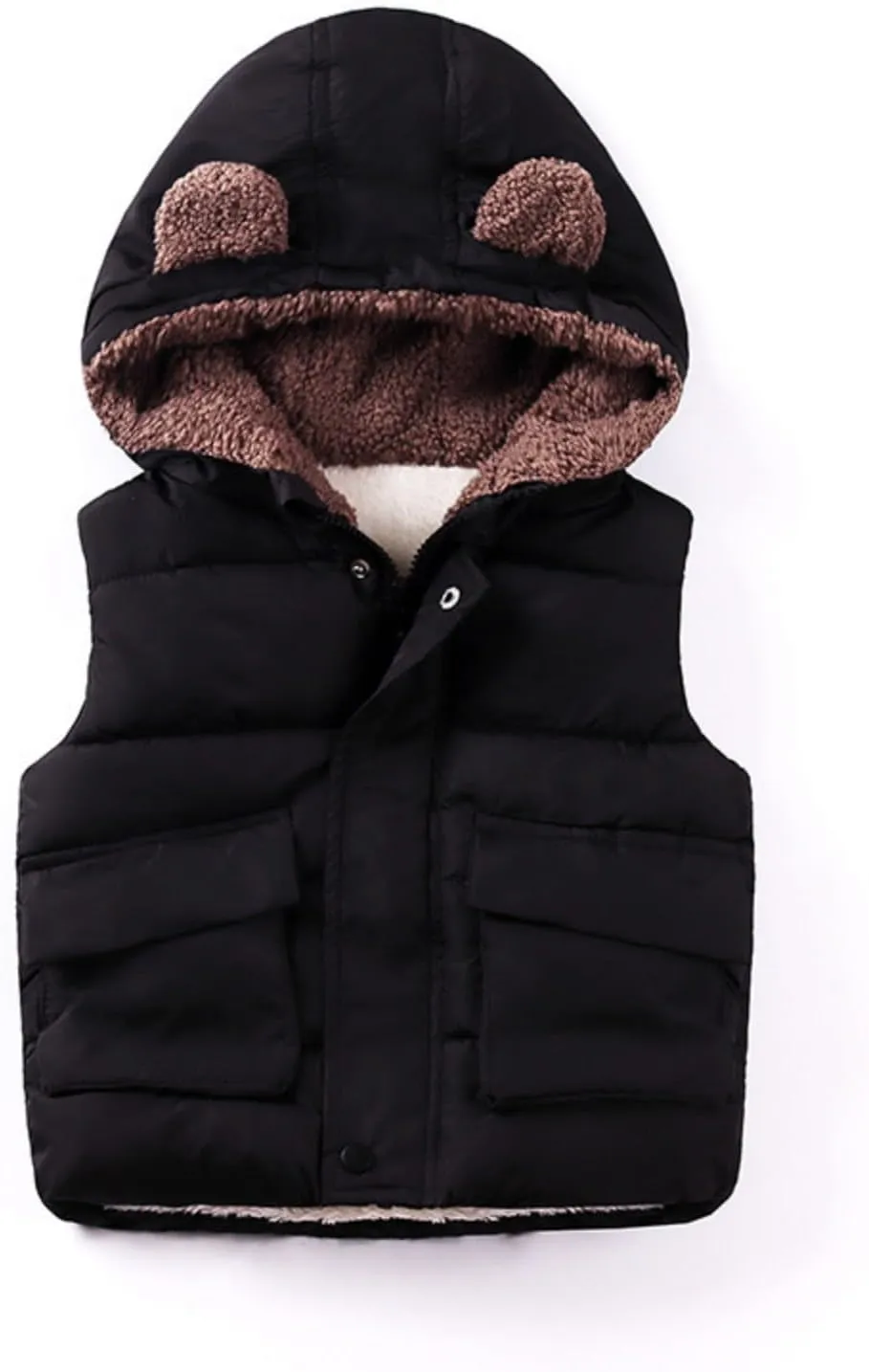 Boys And Girls Fall And Winter Bear Padded Hooded Vest Zipper Cotton Jacket Coats for Girls 6t