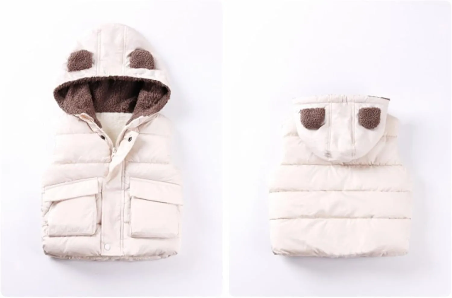 Boys And Girls Fall And Winter Bear Padded Hooded Vest Zipper Cotton Jacket Coats for Girls 6t