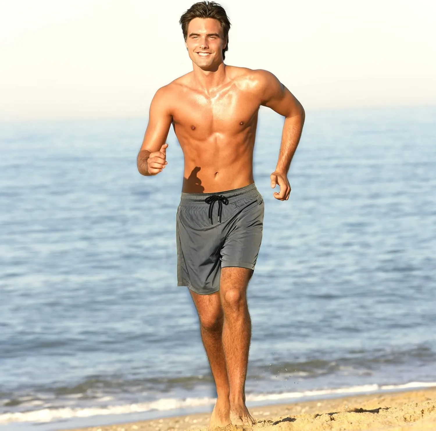 BRISIRA Mens Swim Trunks Swim Shorts Quick Dry 5 inch Inseam Beach Shorts with Compression Liner and Zipper Pocket