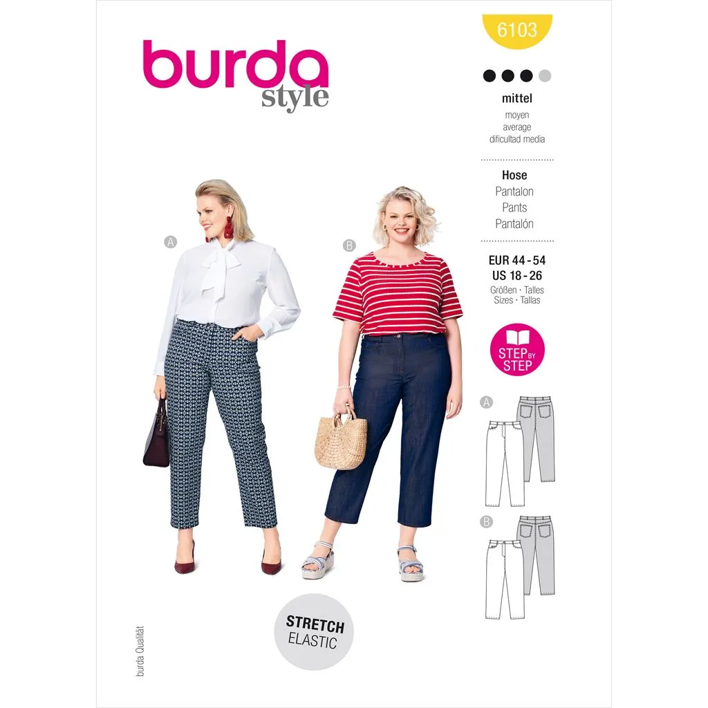 Burda Style Pattern 6103 Women's Trousers and Pants B6103