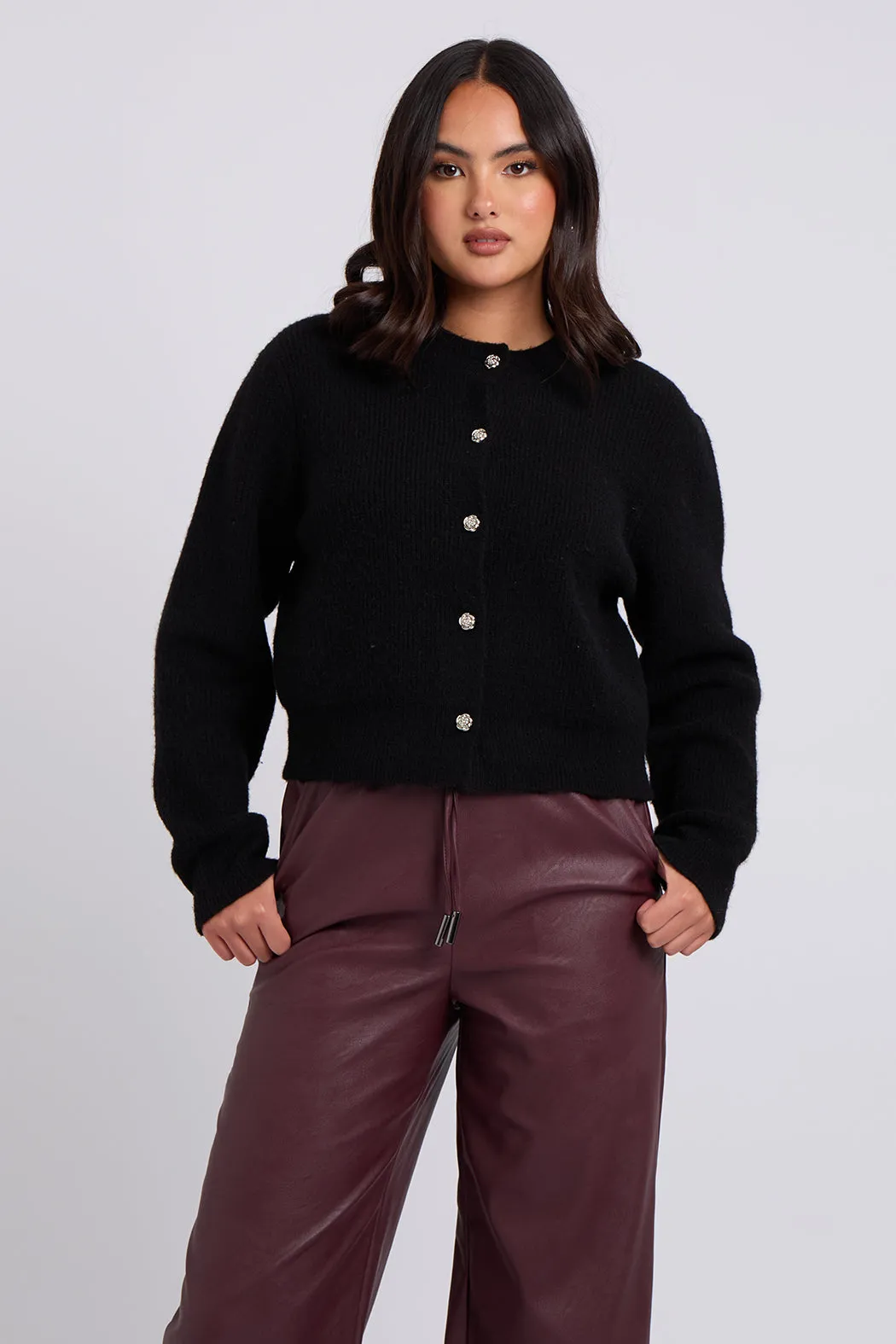Burgundy Elasticated Wide Leg Trouser