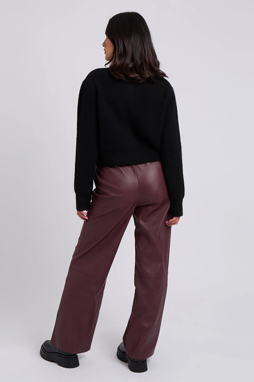Burgundy Elasticated Wide Leg Trouser