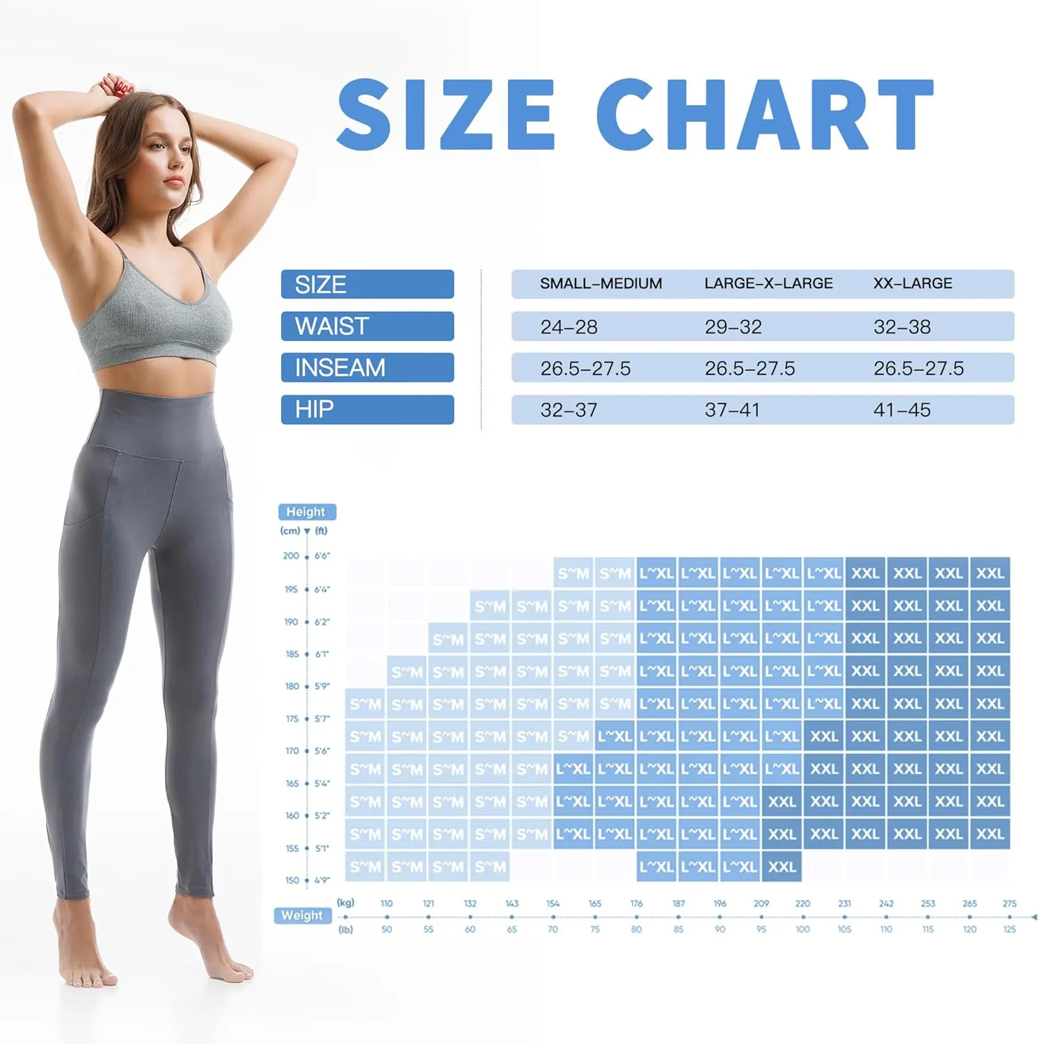 CADITEX Leggings with Pockets for Women - Women Leggings High Waisted Buttery Soft Gym Yoga Pants for Workout Athletic