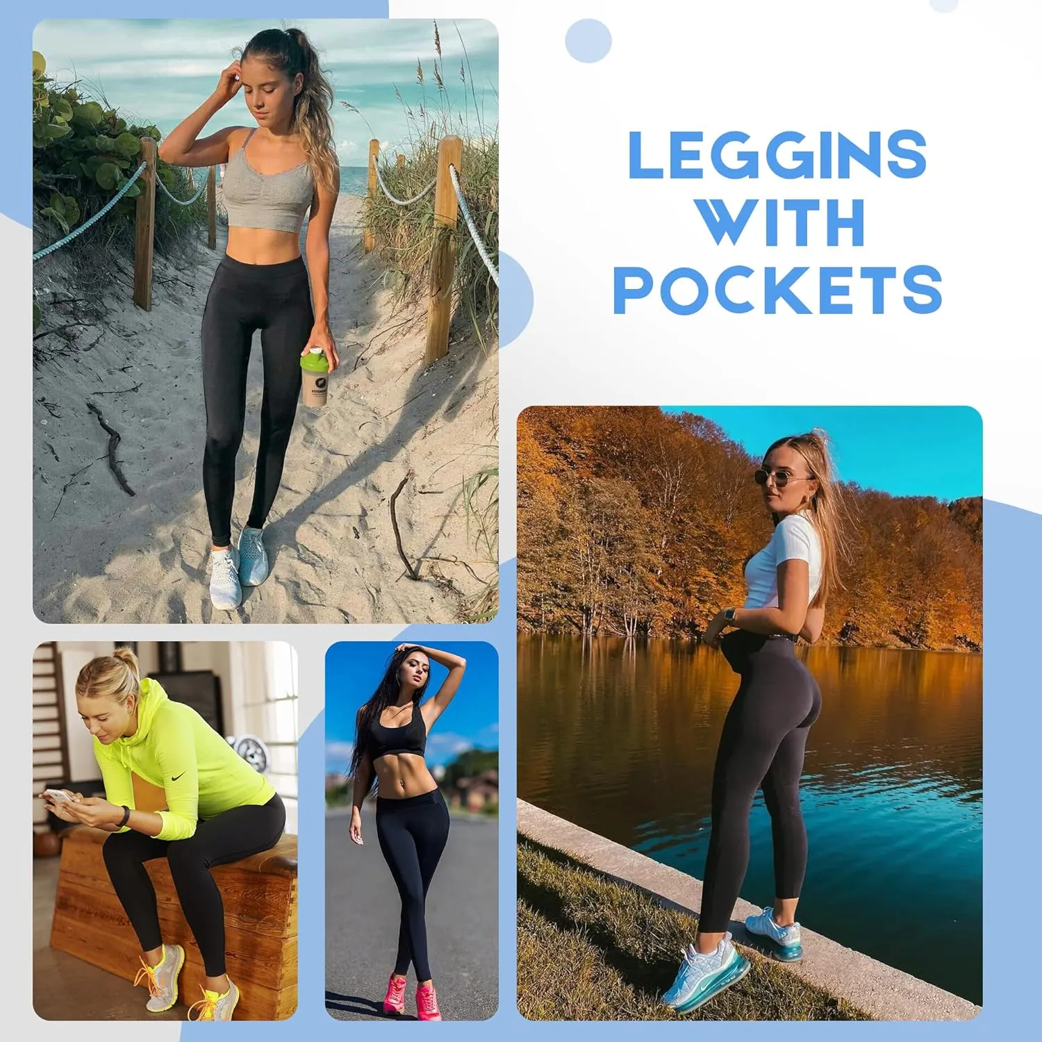 CADITEX Leggings with Pockets for Women - Women Leggings High Waisted Buttery Soft Gym Yoga Pants for Workout Athletic