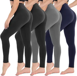 CAMPSNAIL 4 Pack Leggings for Women - High Waisted Tummy Control Yoga Pants for Workout Gym Black Leggings Plus Size Dance