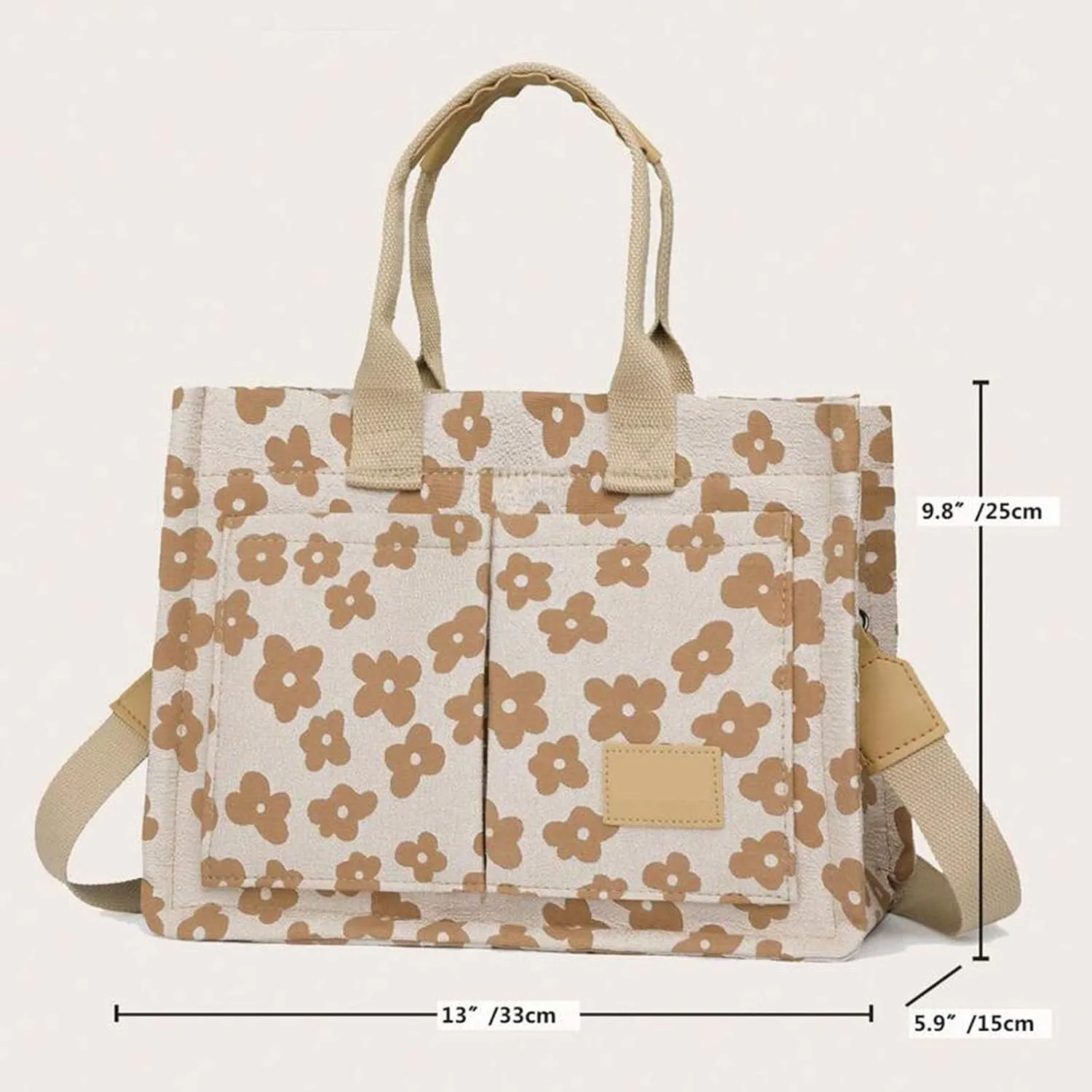 Canvas Bags For Women Solid Color Large Capacity Exterior Pockets Ladies Bag Canvas Beach Tote Messenger Bags