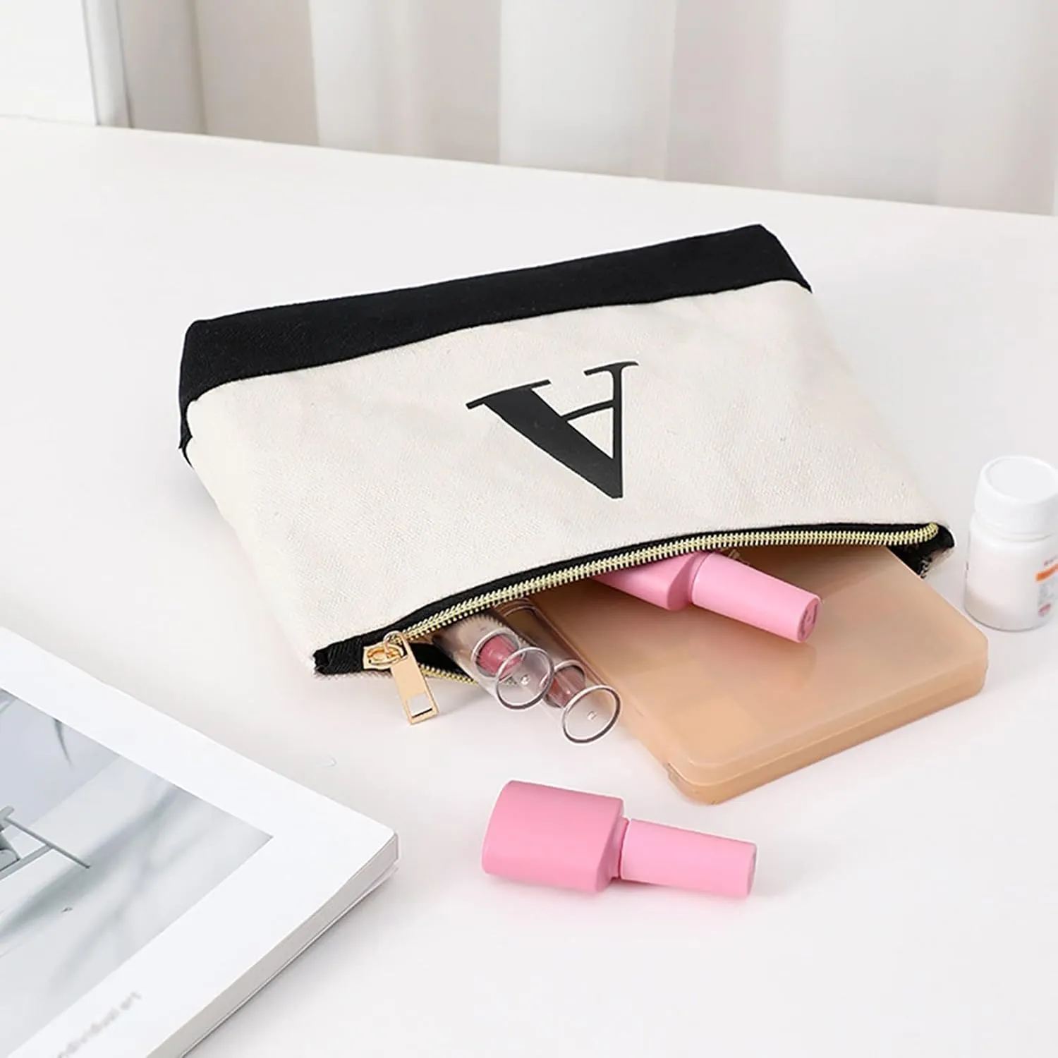 Canvas Tote Bag With Printed Letter Gifts For Women Mom Friends Teachers Premium Beach Bags With Zipper Rubber Tote