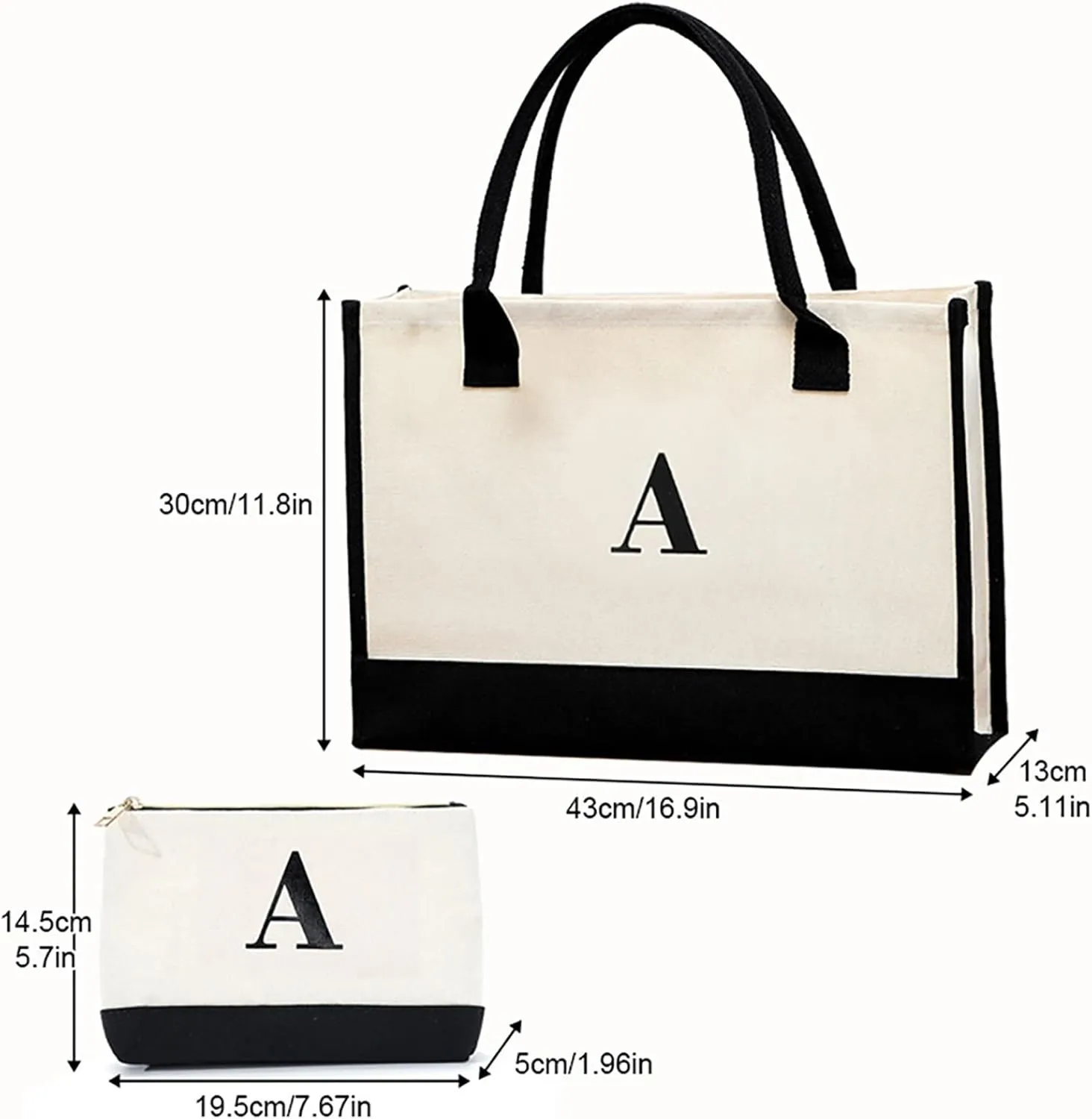 Canvas Tote Bag With Printed Letter Gifts For Women Mom Friends Teachers Premium Beach Bags With Zipper Rubber Tote