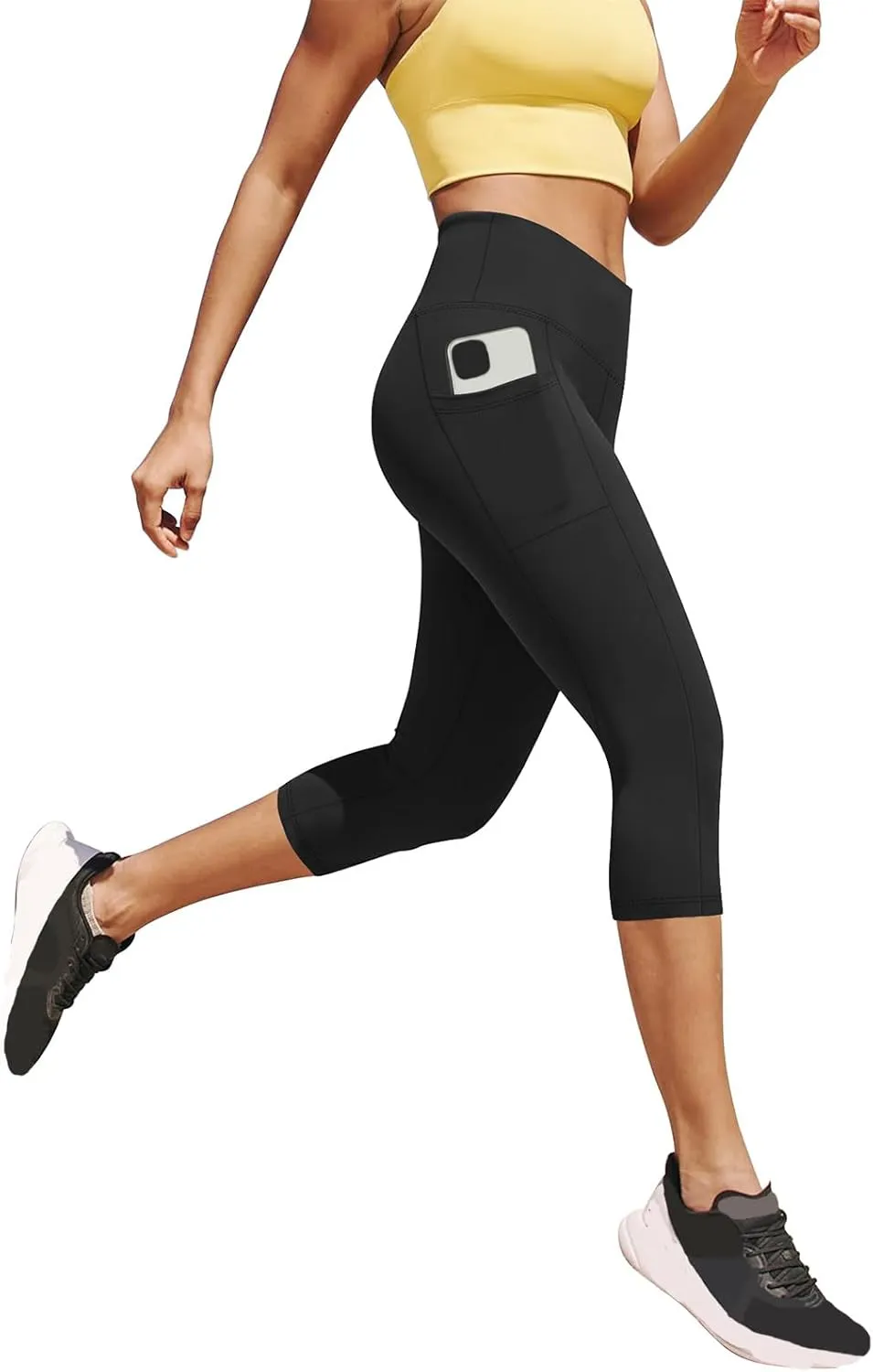 Capri Leggings for Women Butt Lift with Pockets High Waisted Tummy Control Soft Yoga Capris Workout Running Leggings