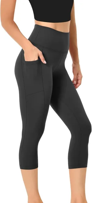 Capri Leggings for Women Butt Lift with Pockets High Waisted Tummy Control Soft Yoga Capris Workout Running Leggings