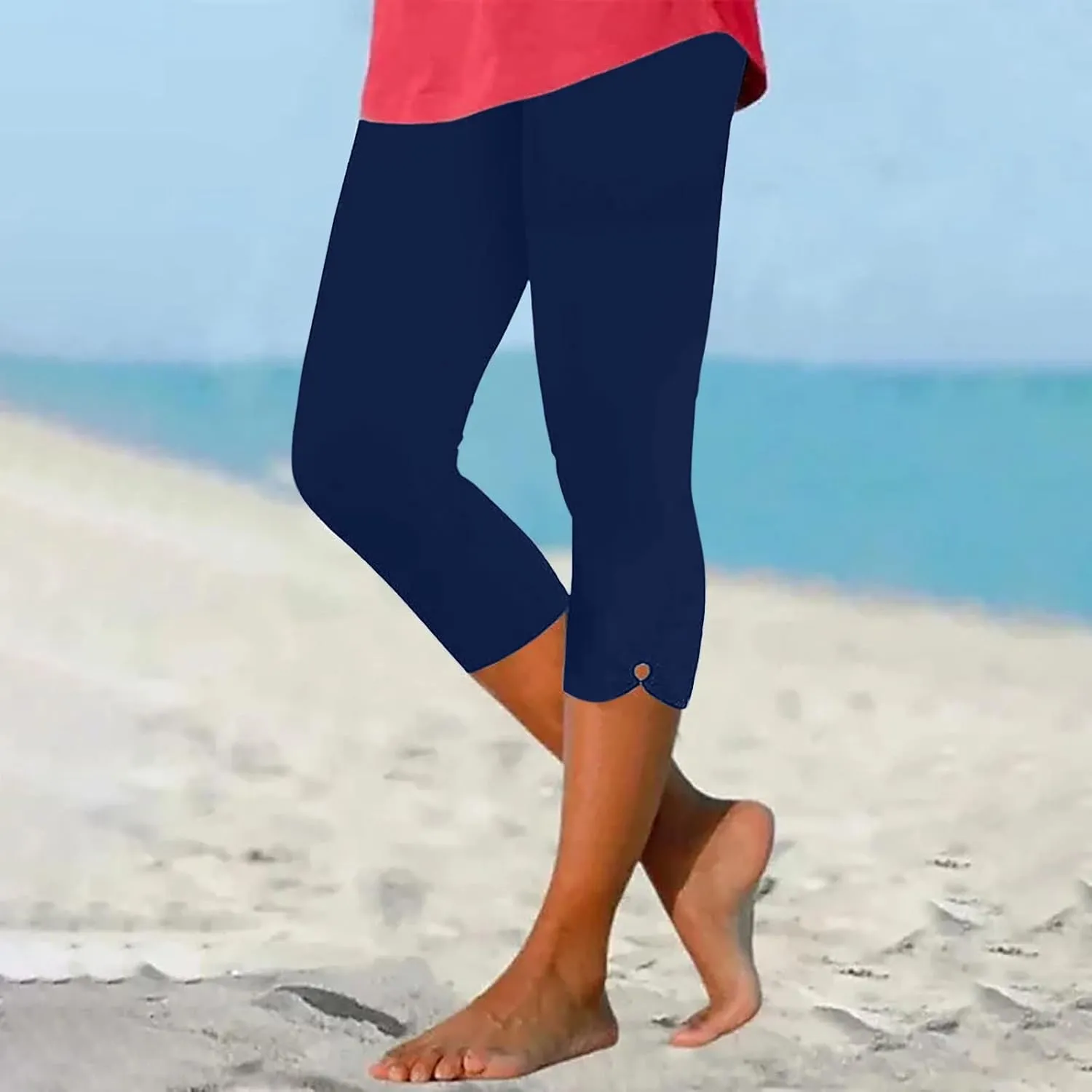 Capri Leggings for Women High Waisted Leggings Casual Knee Length Capri Pants Dressy Trendy Comfy Cut Out Yoga Ladies Trouser