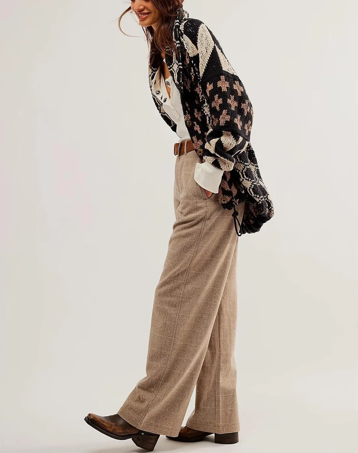 Cardigan Sweaters for Women Button Down Shawl Collar Oversized Sweater Coats Y2k Print Cardigans Fall Fashion