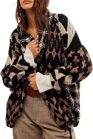 Cardigan Sweaters for Women Button Down Shawl Collar Oversized Sweater Coats Y2k Print Cardigans Fall Fashion