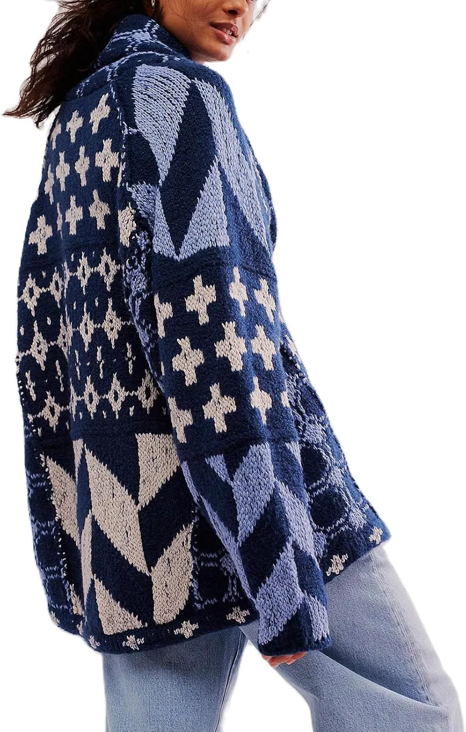 Cardigan Sweaters for Women Button Down Shawl Collar Oversized Sweater Coats Y2k Print Cardigans Fall Fashion