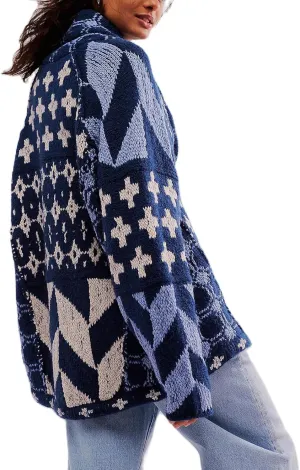 Cardigan Sweaters for Women Button Down Shawl Collar Oversized Sweater Coats Y2k Print Cardigans Fall Fashion