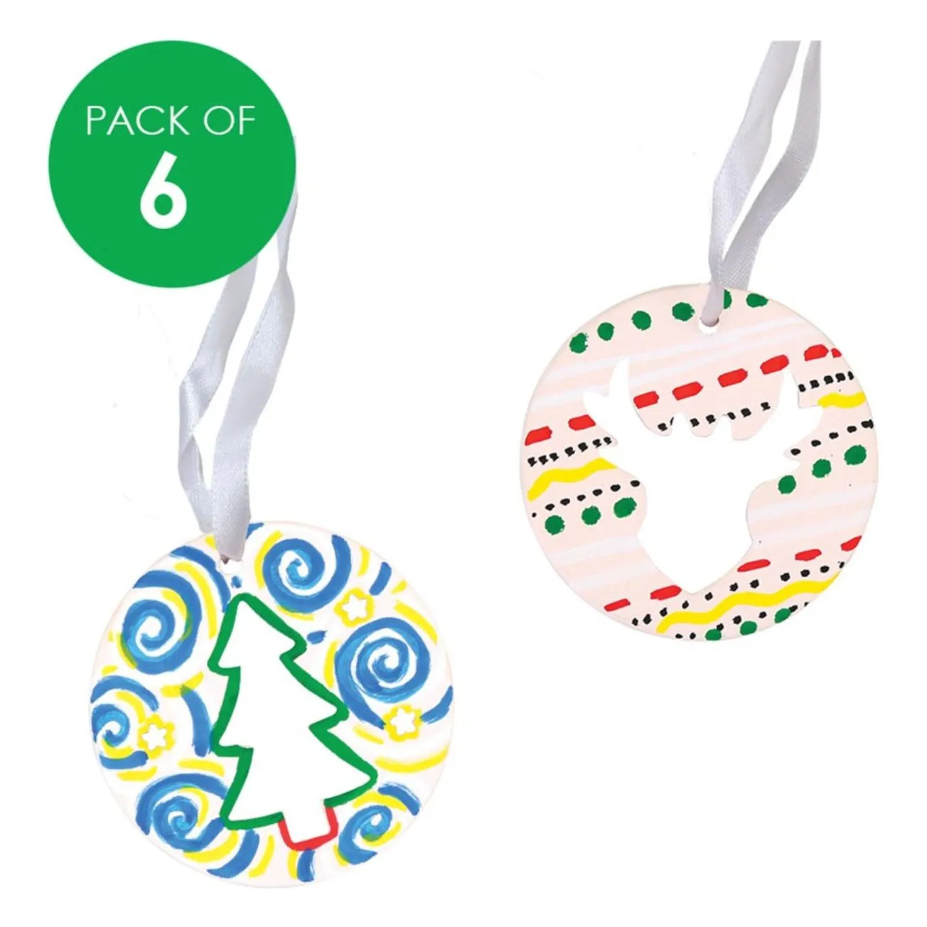 Ceramic Christmas Ornaments Pack of 6