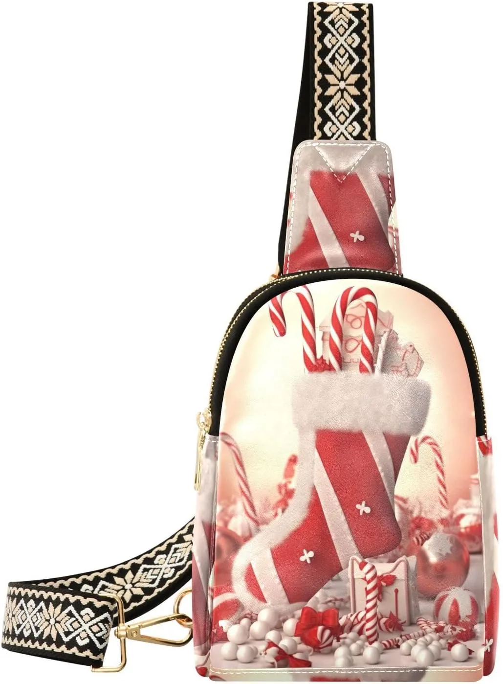 Christmas Santa Boots Sling Bag for Women Fanny Packs for Women Small Leather Fanny Pack Crossbody Bags Fashion Waist Packs Chest Bag for Travel 21341920