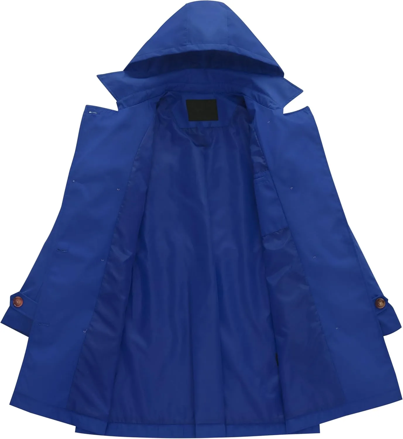 Chrisuno Women's Double Breasted Long Trench Coats Mid-Length Belted Overcoat Dress Jacket with Detachable Hood