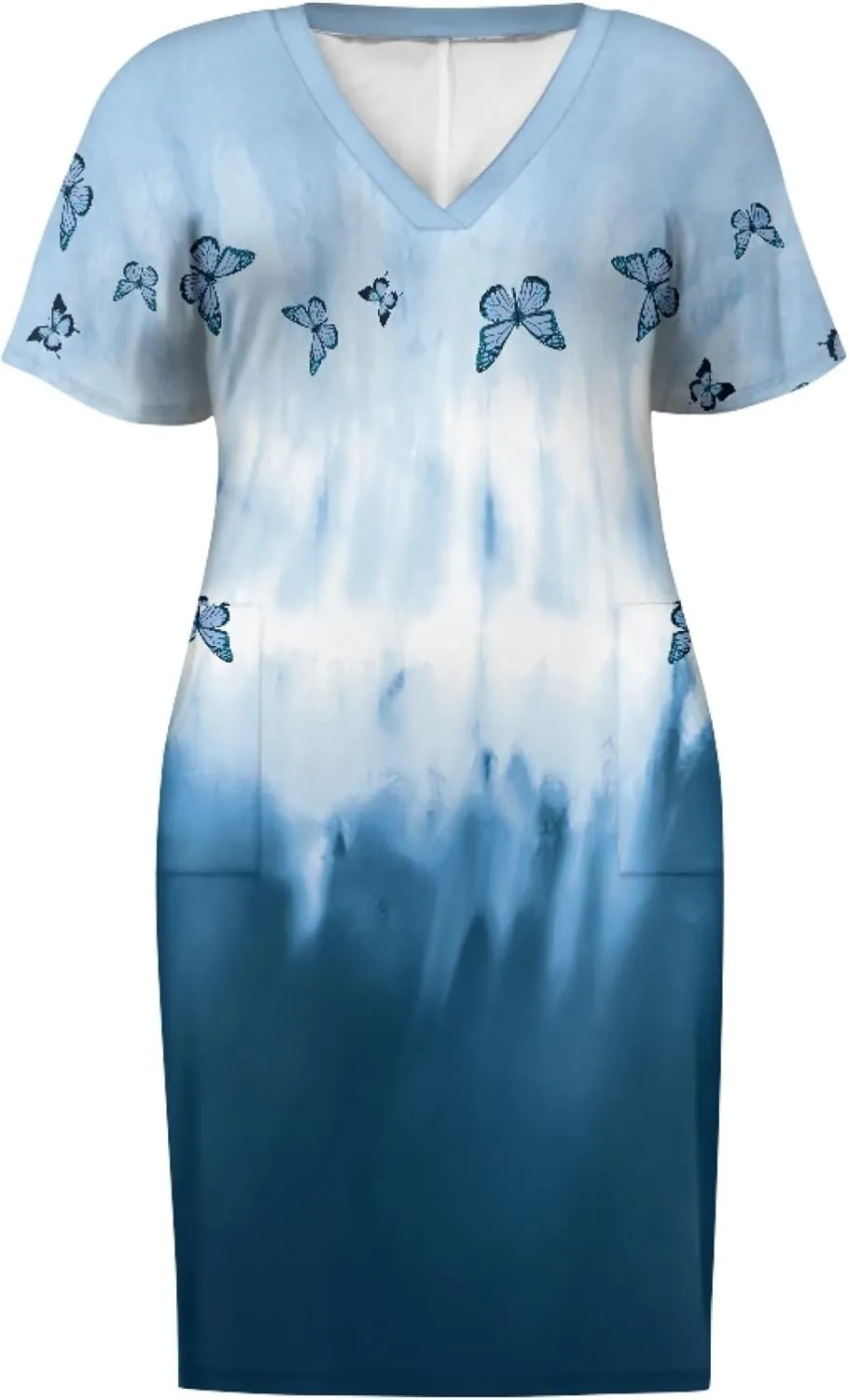 CLOHOMIN Short Sleeve Women Dresses for Party Shoping Club Oversized Dresses V Neck Midi Dress Size L-5XL