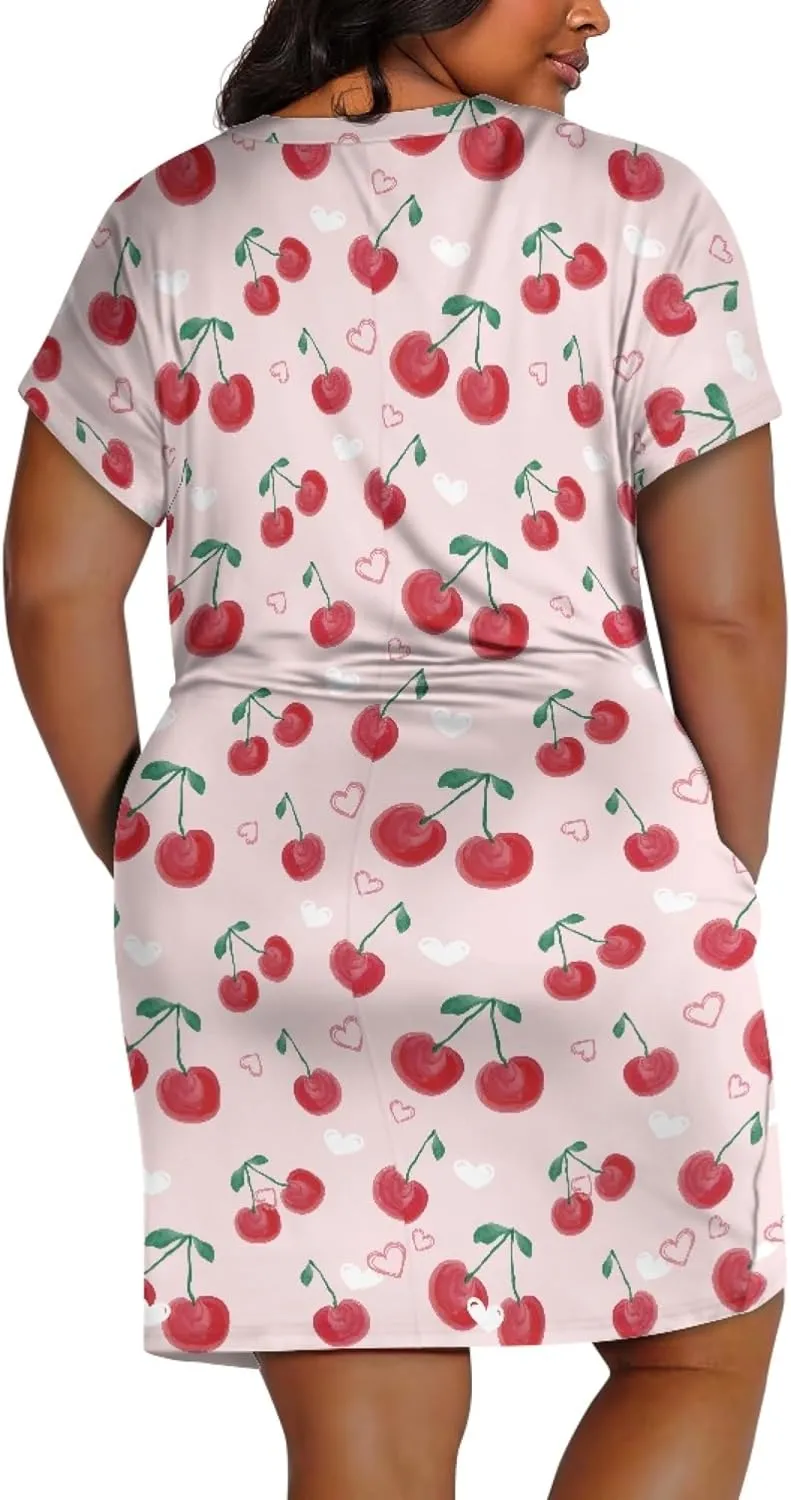 CLOHOMIN Short Sleeve Women Dresses for Party Shoping Club Oversized Dresses V Neck Midi Dress Size L-5XL