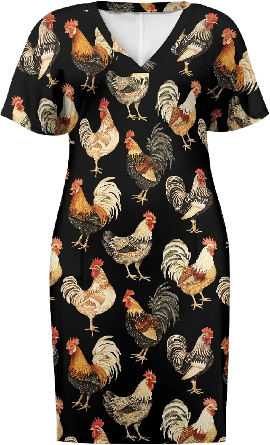 CLOHOMIN Short Sleeve Women Dresses for Party Shoping Club Oversized Dresses V Neck Midi Dress Size L-5XL