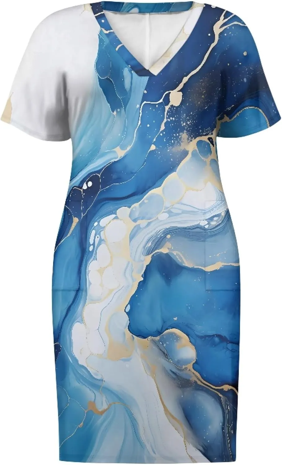 CLOHOMIN Women Short Sleeve Dresses Party Knee Length Dress Oversized Midi Dress Special Occasion Dresses with Pockets