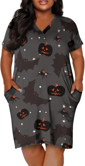 CLOHOMIN Women Short Sleeve Dresses Party Knee Length Dress Oversized Midi Dress Special Occasion Dresses with Pockets