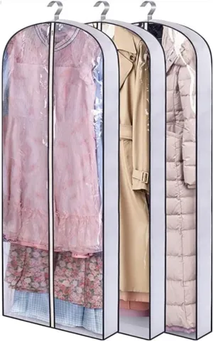 Clothes Cover Hanging Clear Clothes Bag with 4" Gusseted Garment Bag Suit Bag for Closet Suit Bags (Color : 3pcs, Size : 58 * 10 * 100cm)