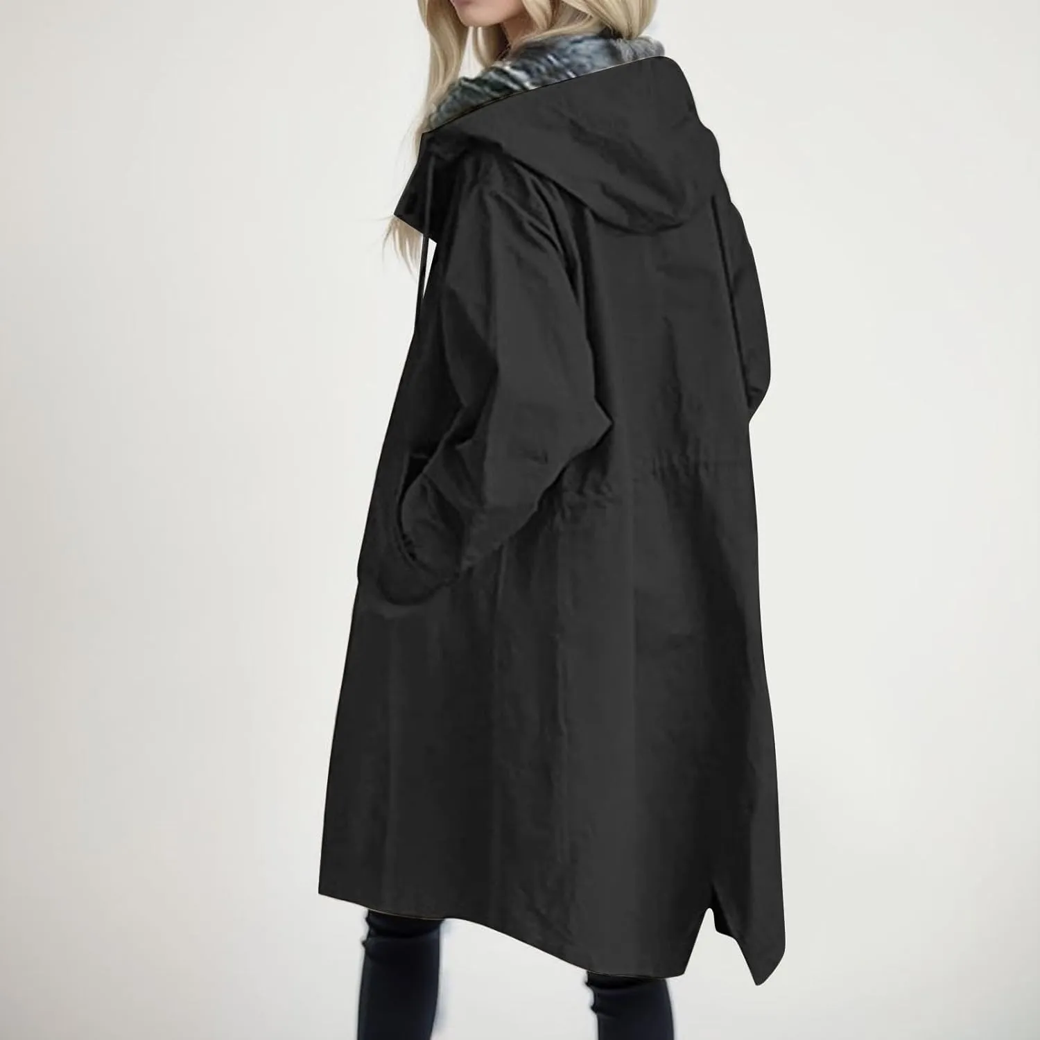 cooki Trench Coat Women Fall Jackets Women's Double Breasted Long Trench Coat Windproof Classic Lapel Slim Overcoat with Belt