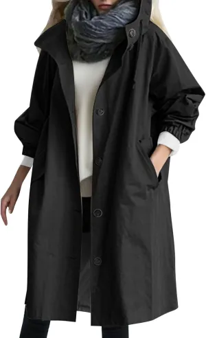 cooki Trench Coat Women Fall Jackets Women's Double Breasted Long Trench Coat Windproof Classic Lapel Slim Overcoat with Belt