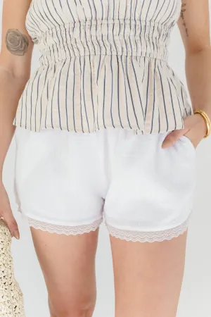 Cool Down Lace Trim Shorts - White