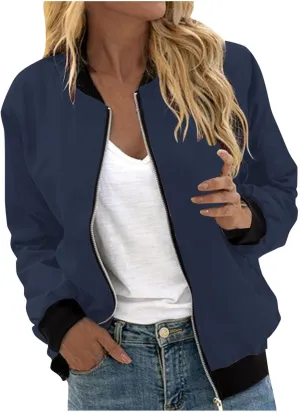 COTECRAM Bomber Jacket Women 2024 Causal Floral Zip Up Coats Long Sleeve Stand Collar Fall Jackets Lightweight Outerwear Tops