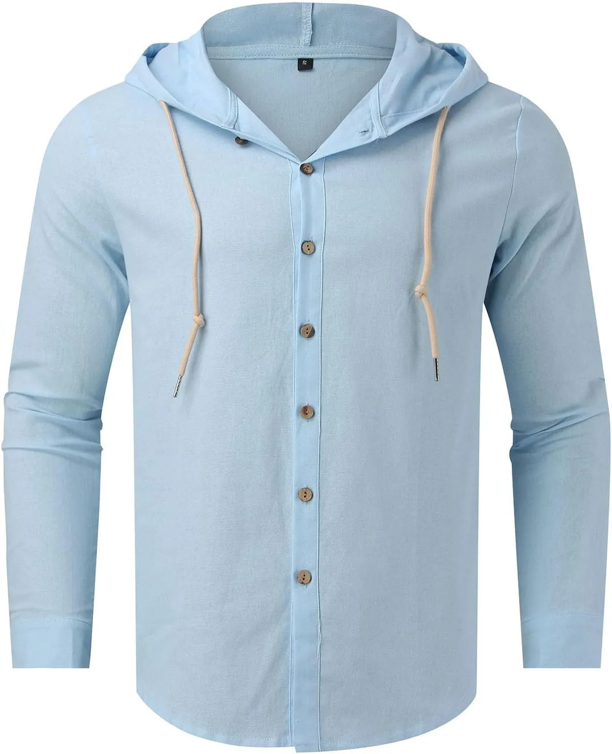Cotton Hoodie for Mens Long Sleeve Linen Button Down Shirt Summer Casual Hawaiian Beach Tops Lightweight Work Tshirt