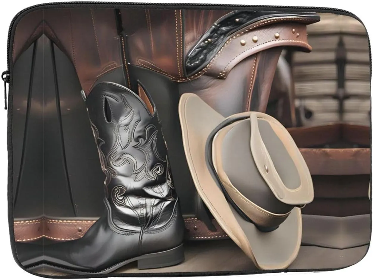 Cowboy Black Hat Western Boots Laptop Inner Bag 17 Inch Laptop Sleeve Case For Laptop Briefcase Carrying Bag Pouch Skin Cover