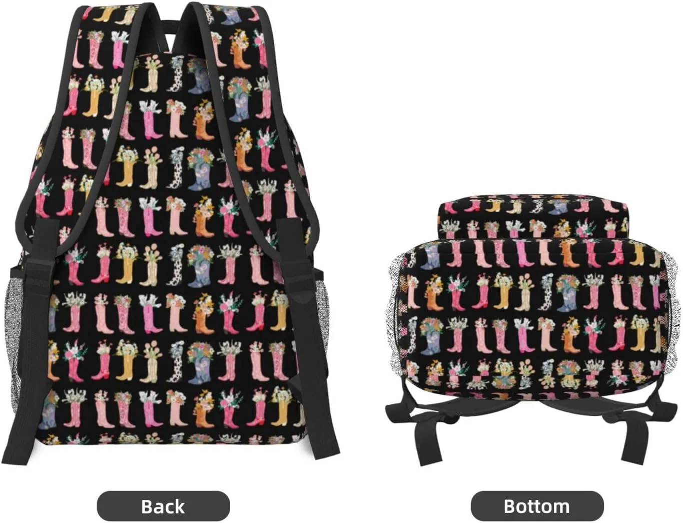 Cowboys Boots Flowers Backpack For Women Men Preppy Lightweight Backpack Laptop Travel Sports Bag Casual Daypack Backpack Adjustable Shoulder Straps With Multiple Pockets