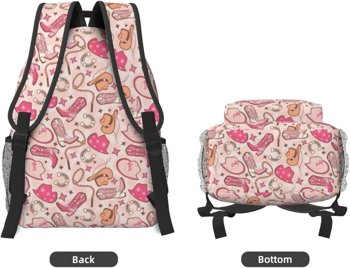 Cowgirl Hat And Boots Backpack For Women Men Preppy Lightweight Backpack Laptop Travel Sports Bag Casual Daypack Backpack Adjustable Shoulder Straps With Multiple Pockets