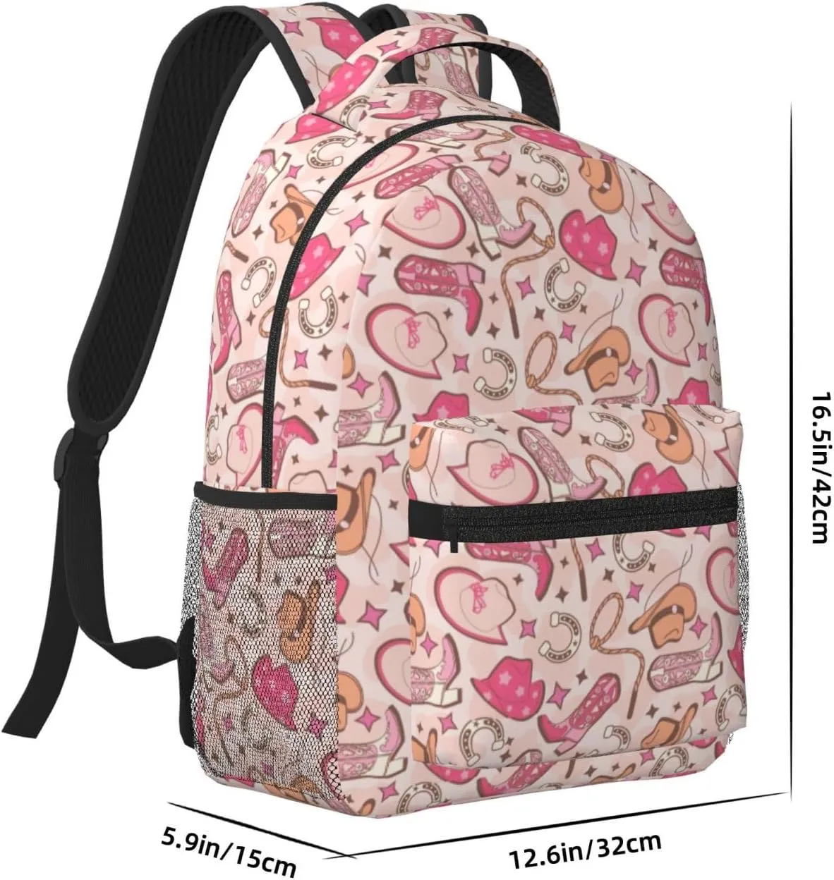 Cowgirl Hat And Boots Backpack For Women Men Preppy Lightweight Backpack Laptop Travel Sports Bag Casual Daypack Backpack Adjustable Shoulder Straps With Multiple Pockets