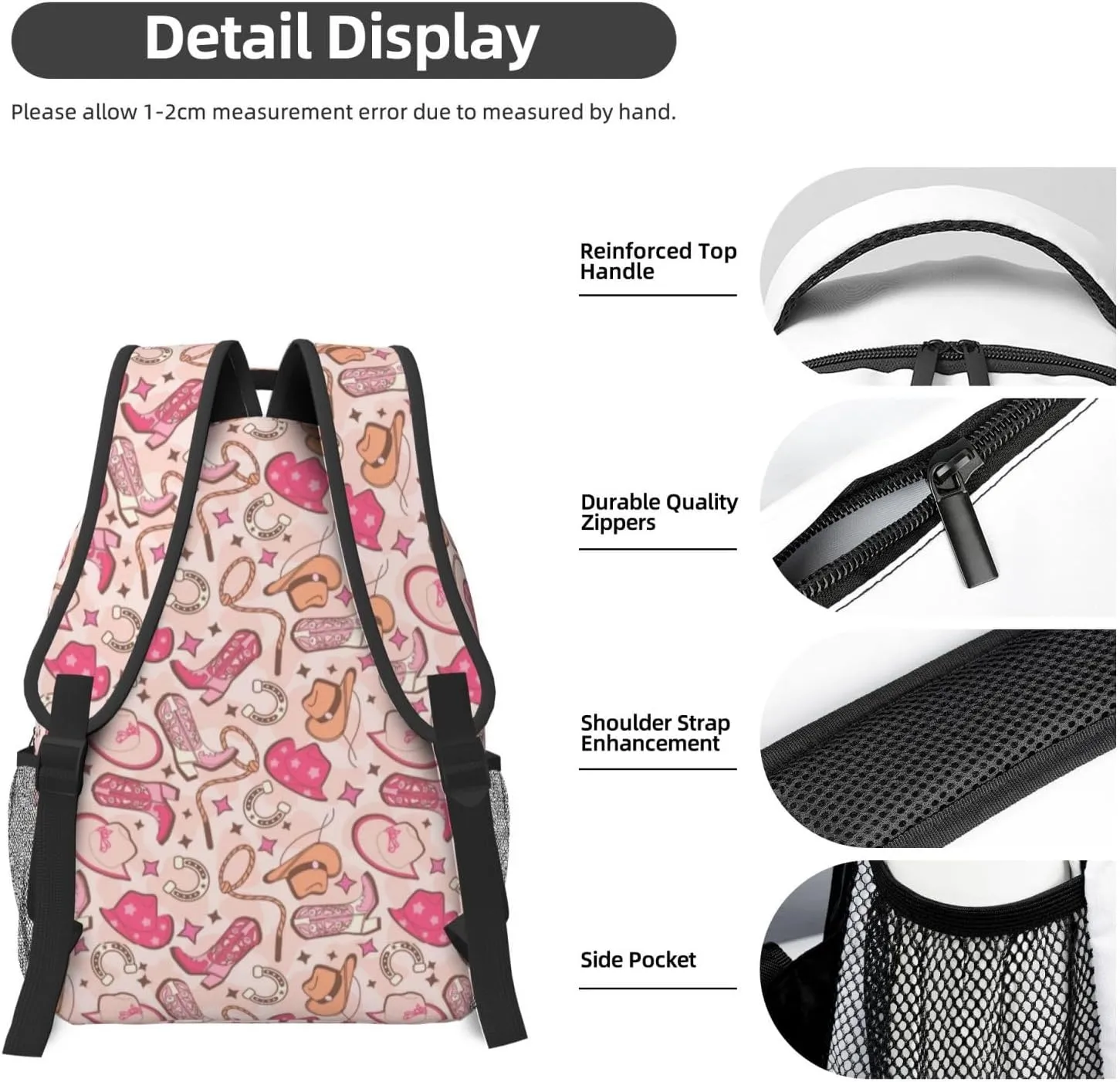 Cowgirl Hat And Boots Backpack For Women Men Preppy Lightweight Backpack Laptop Travel Sports Bag Casual Daypack Backpack Adjustable Shoulder Straps With Multiple Pockets