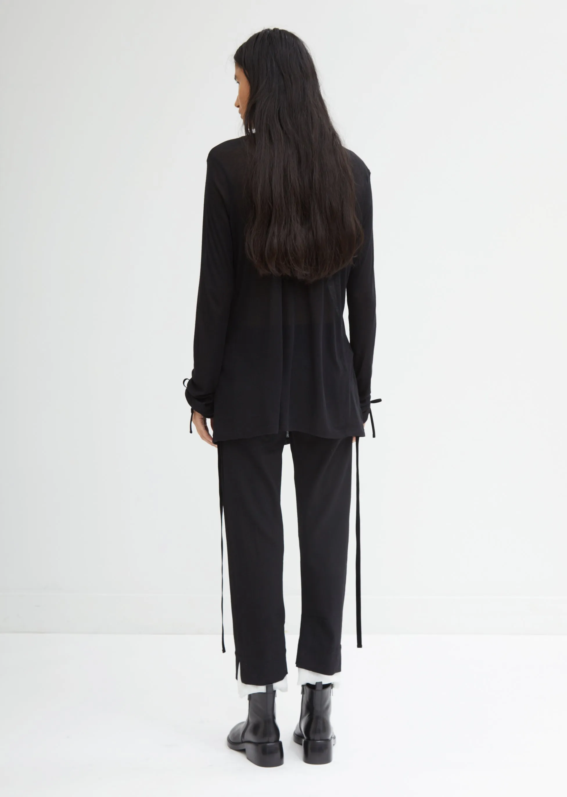 Cropped Trousers With Raw Edge Cuffs