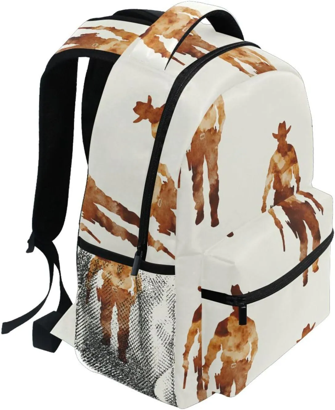 Cute Backpack for Teacher Nurse Waterproof Travel Laptop Backpack with Chest Strap for College Work Western Cowboy Boots Gun Vast Wilderness