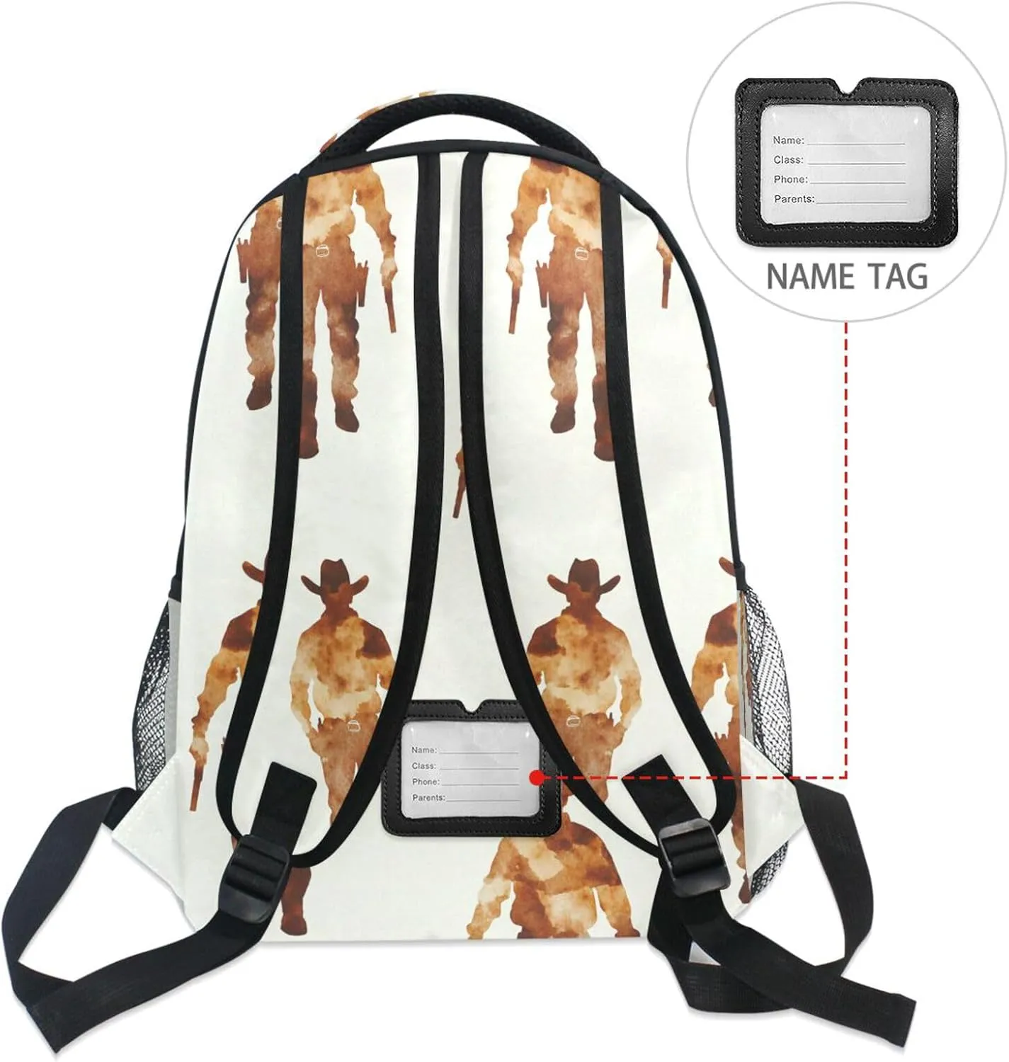 Cute Backpack for Teacher Nurse Waterproof Travel Laptop Backpack with Chest Strap for College Work Western Cowboy Boots Gun Vast Wilderness