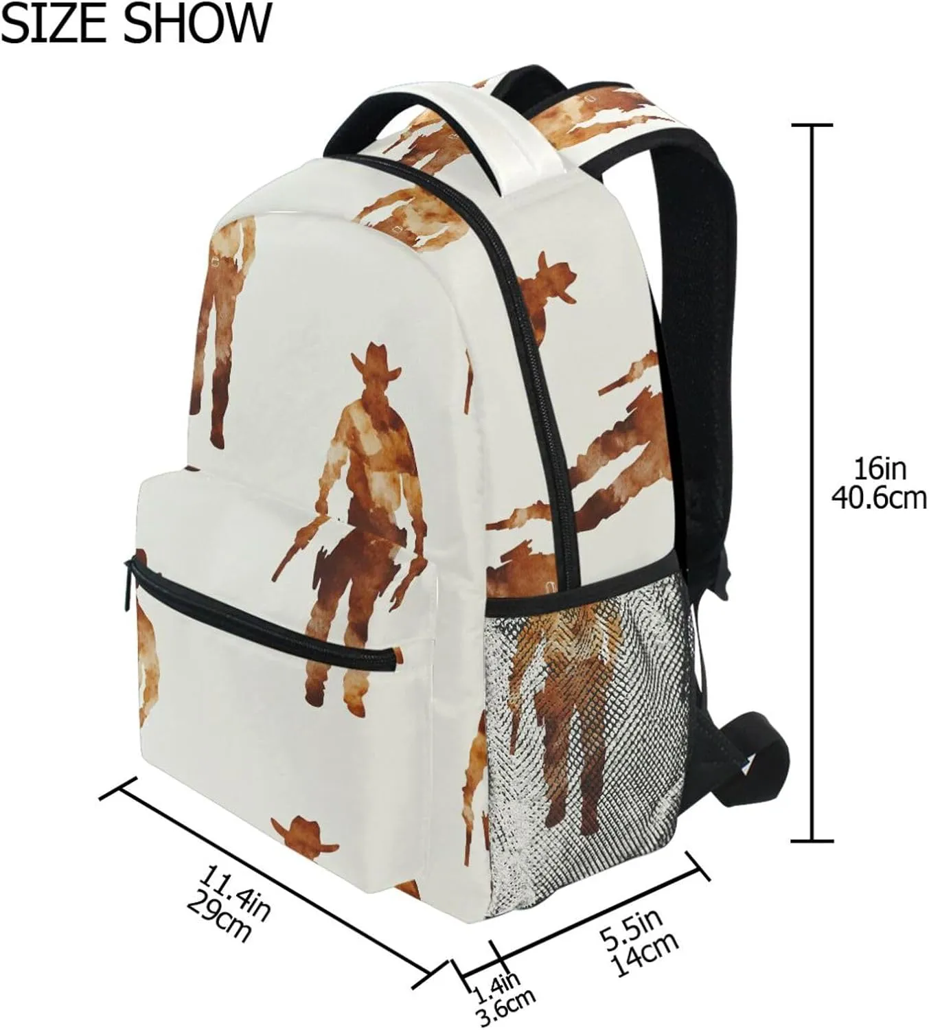 Cute Backpack for Teacher Nurse Waterproof Travel Laptop Backpack with Chest Strap for College Work Western Cowboy Boots Gun Vast Wilderness
