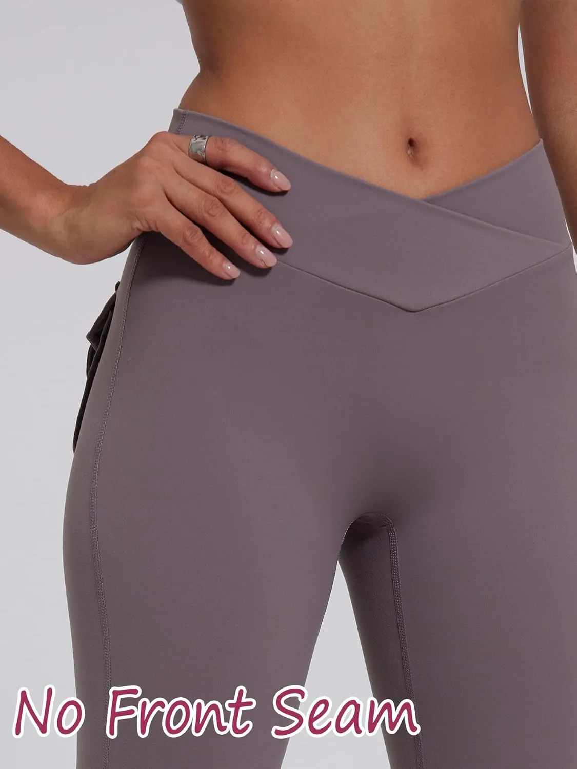 Danysu Flare Leggings with Pockets for Women Scrunch Butt Lifting Cargo Leggings V Waist Tummy Control Bootcut Yoga Pants