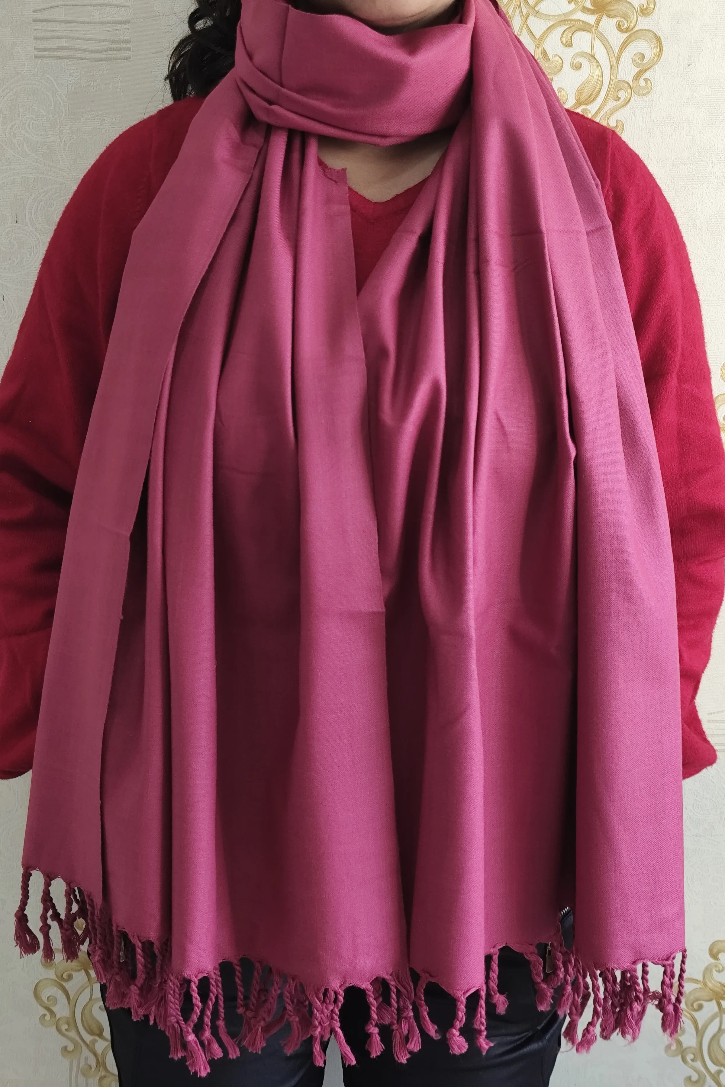 Dark Pink Woollen Shawl