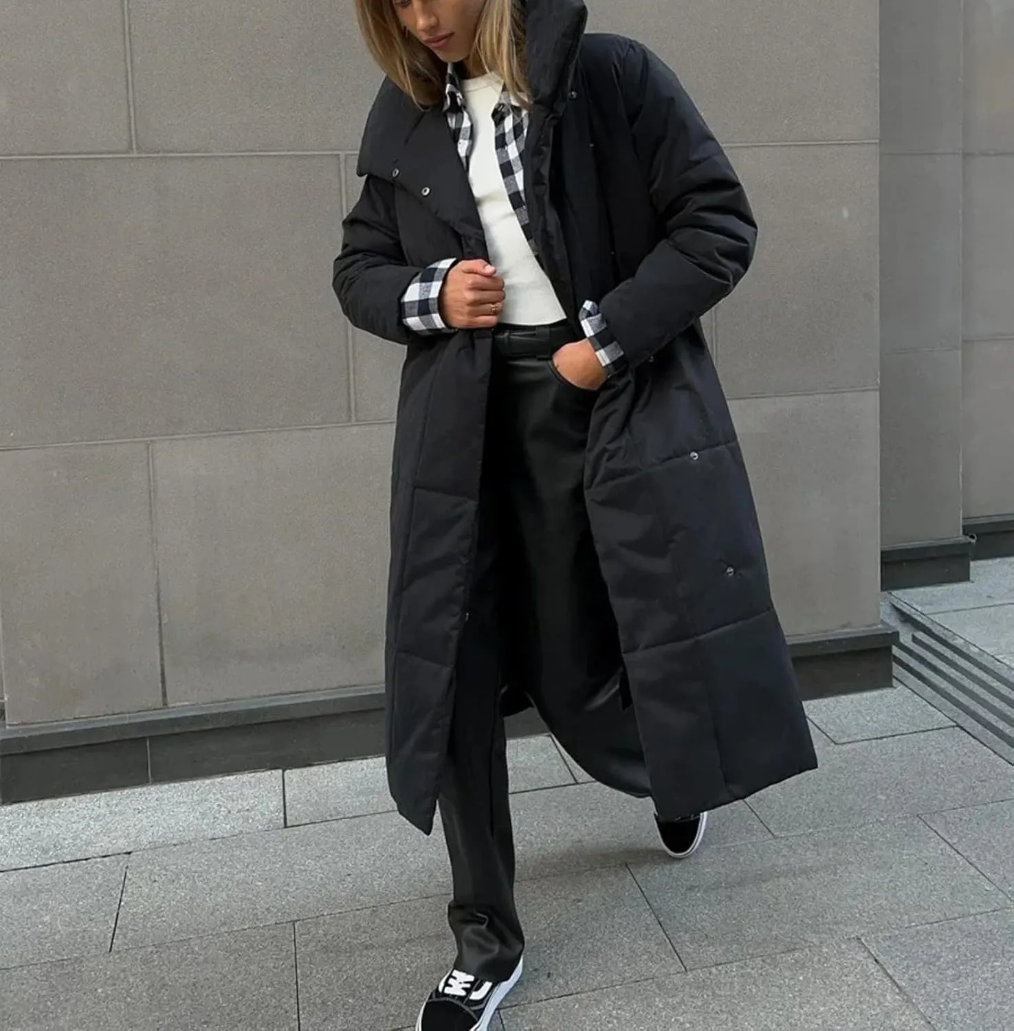 Dawery Women Loose Thicken Jackets Parkas Winter Coats Oversized Warm Long Belt Puffer Jackets Ladies Cotton Padded Jacket