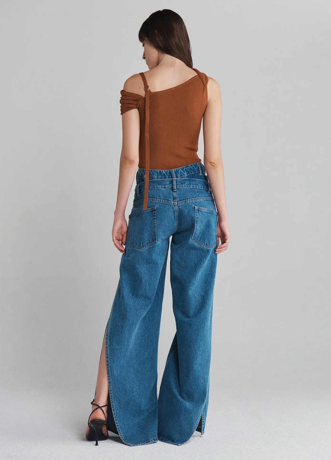 Deconstructed Wrap Denim Jeans
