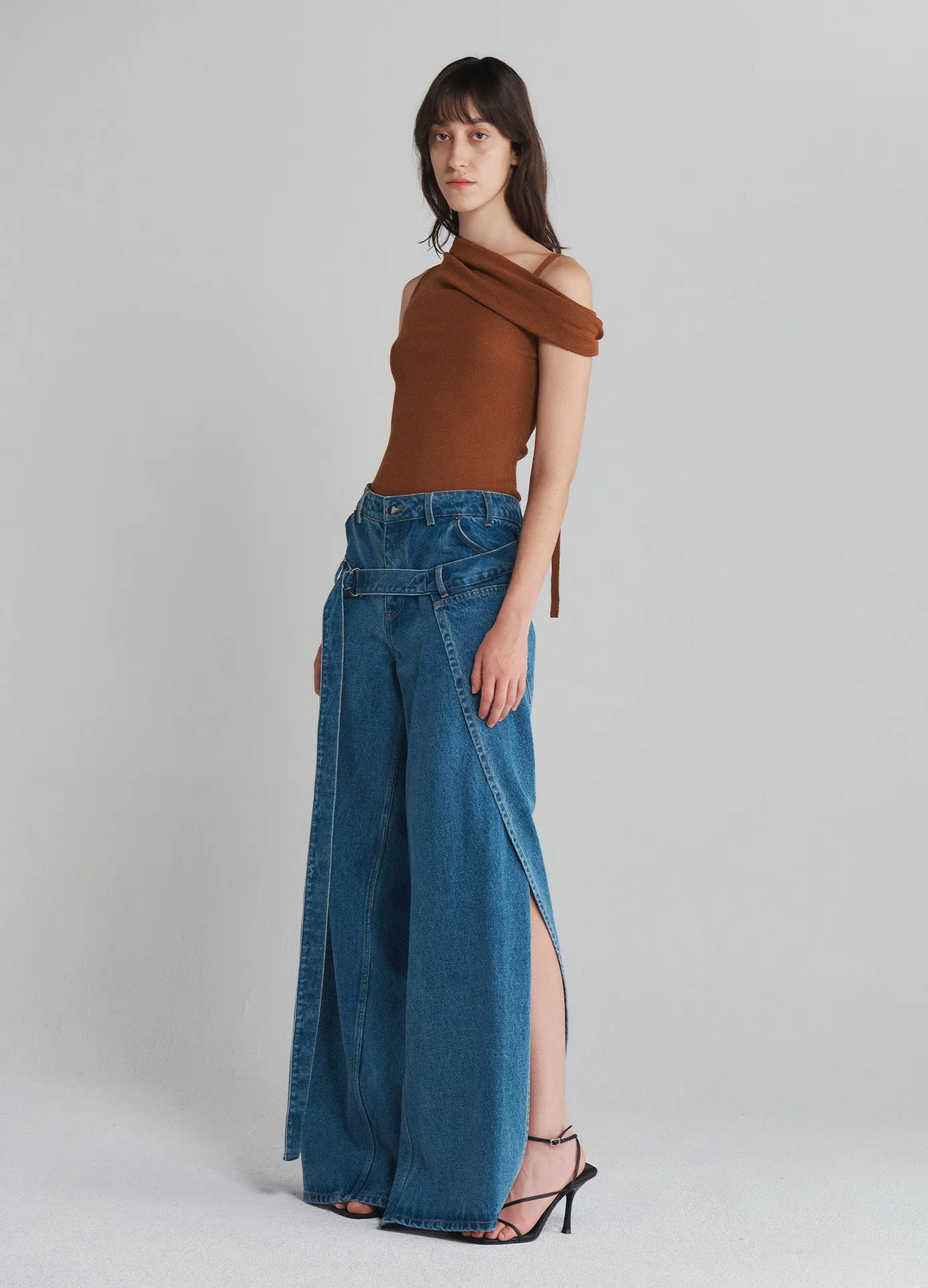 Deconstructed Wrap Denim Jeans