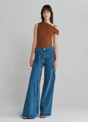 Deconstructed Wrap Denim Jeans