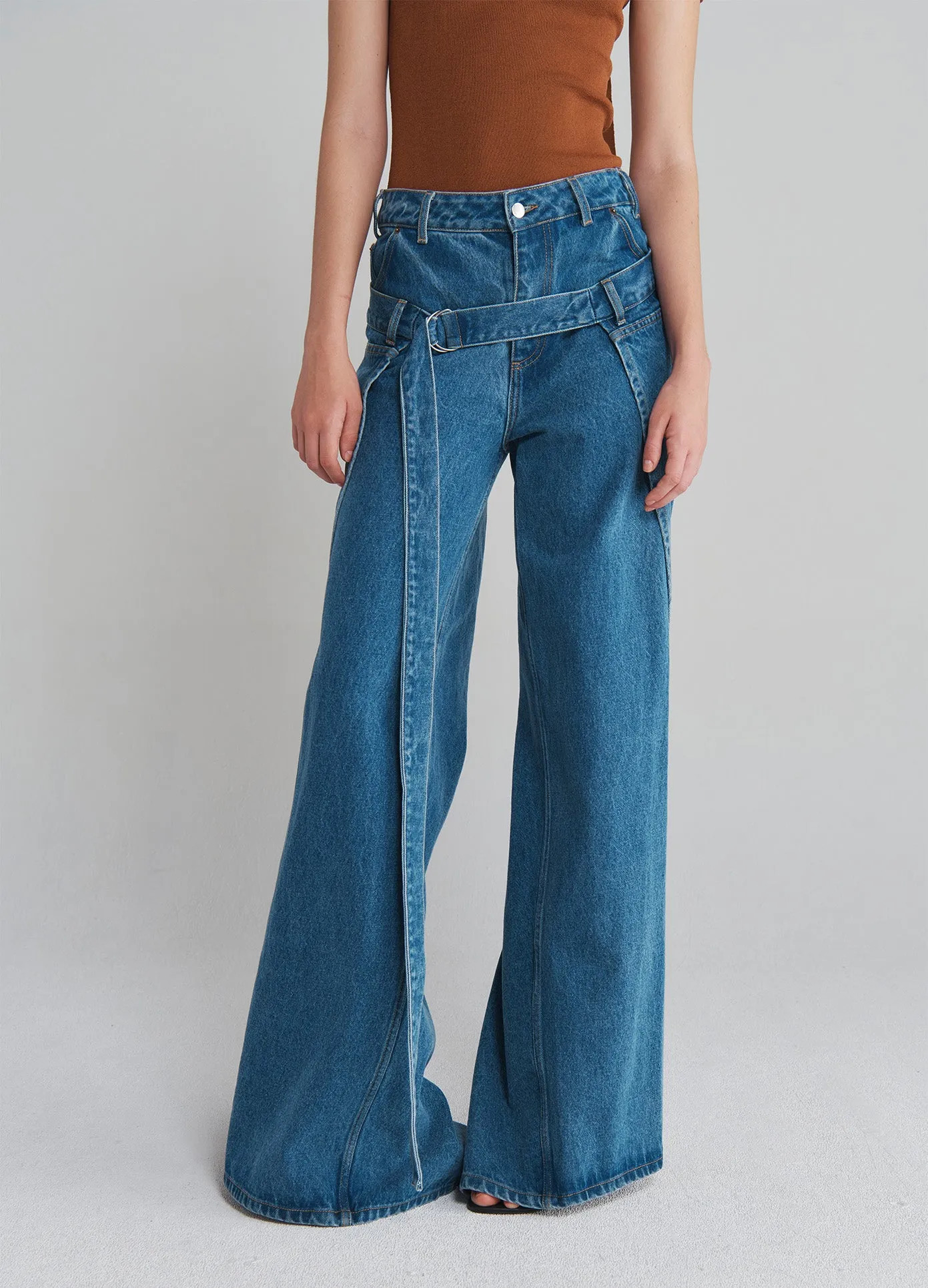 Deconstructed Wrap Denim Jeans